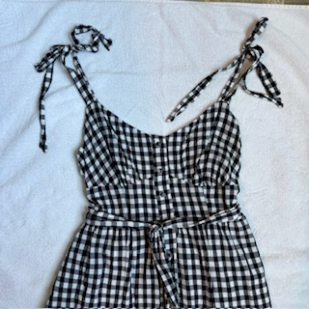 J. Crew Cotton Sundress Navy Gingham 8P